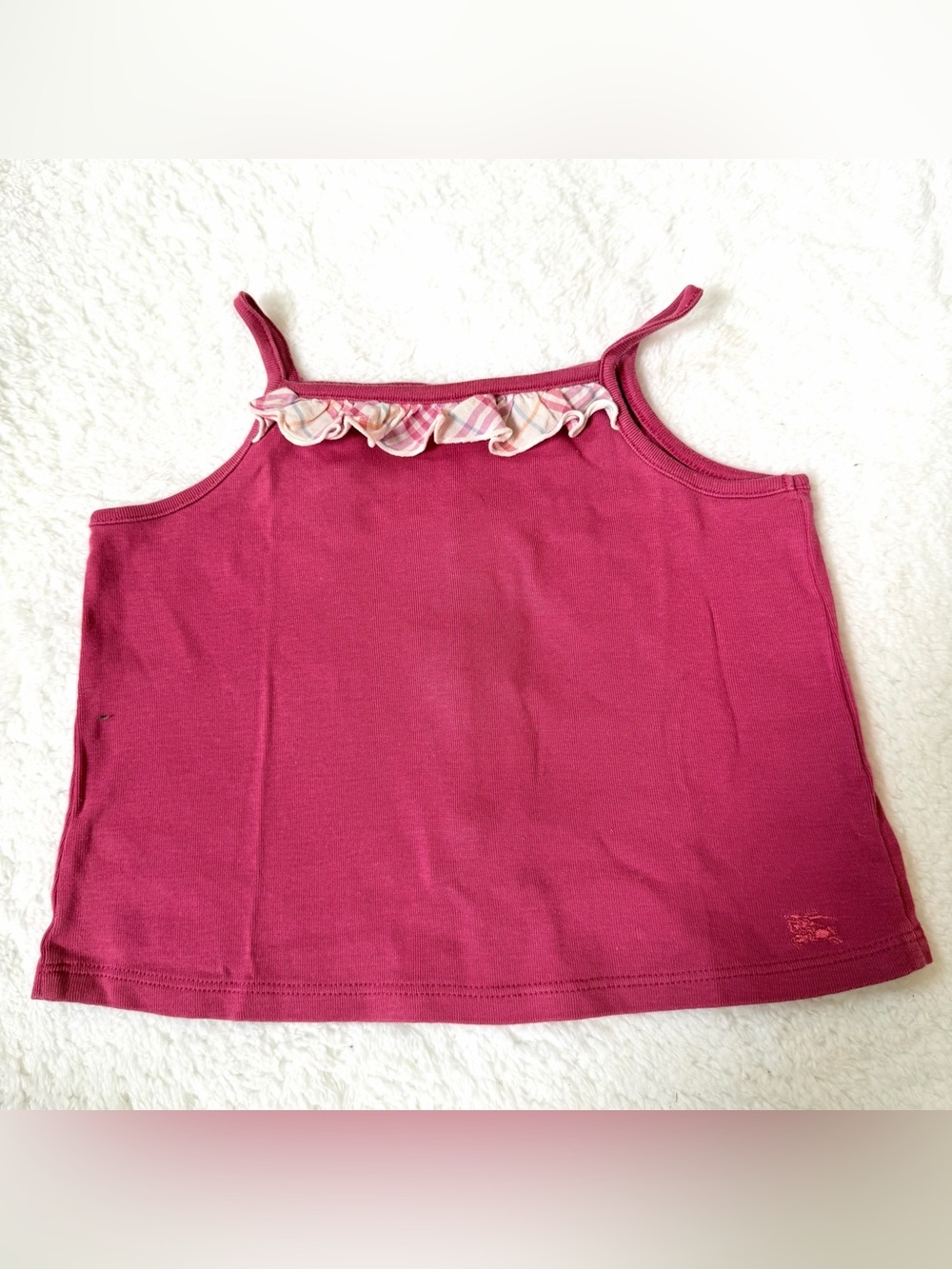 Burberry Baby Girl 80cm Pink Camisole 12-18m Nova Check Plaid Horse Logo Tops